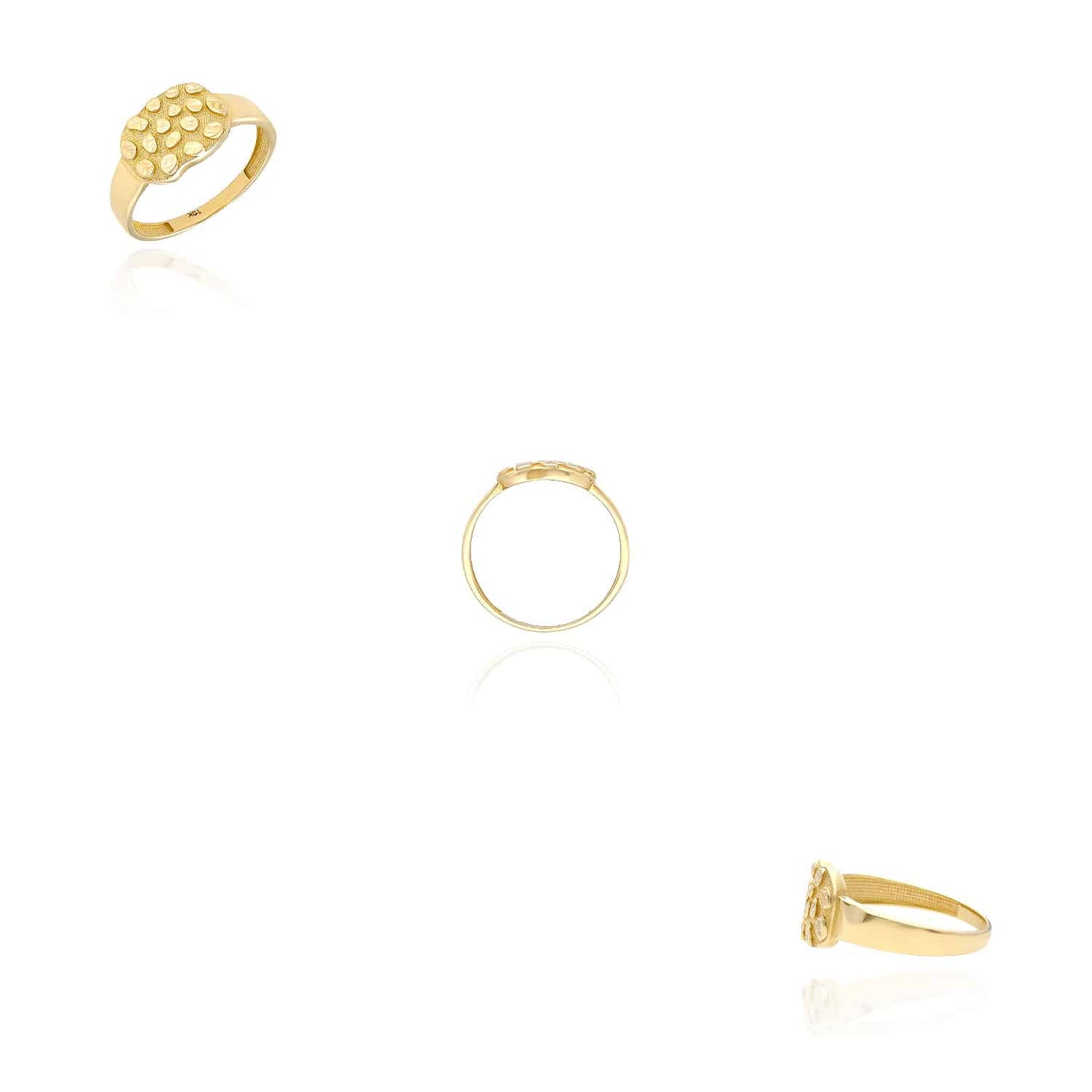 10K Yellow Gold Nugget Textured Signet Ring
