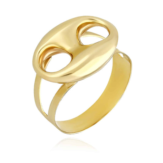10K Yellow Gold Puffed Mariner Signet Ring