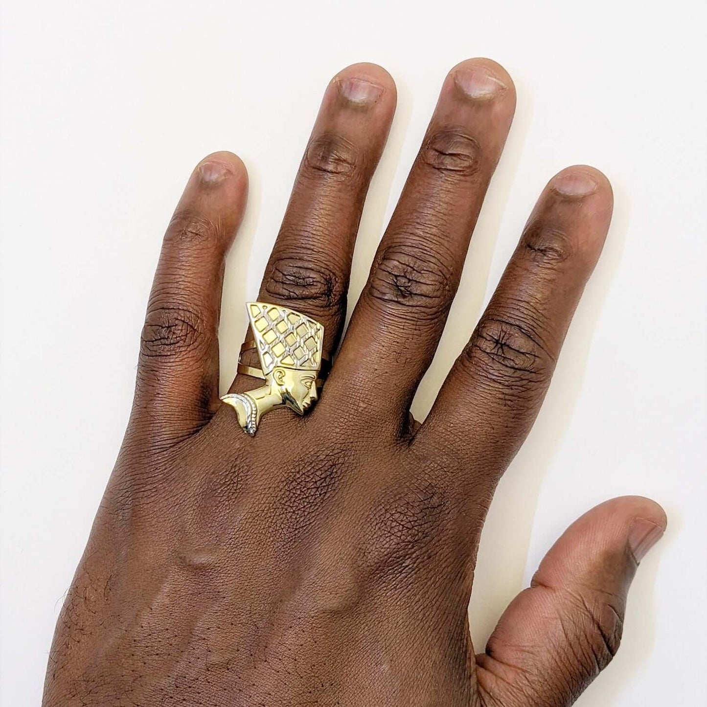 10K Gold Two-Tone Yellow White Nefertiti Ring