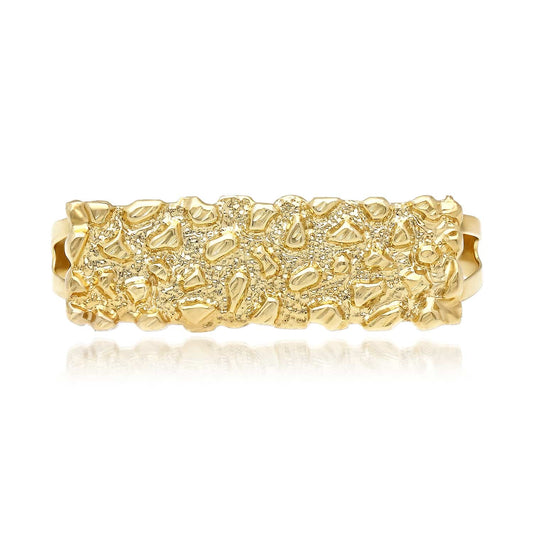 10K Yellow Gold Nugget Pattern Two-Finger Ring