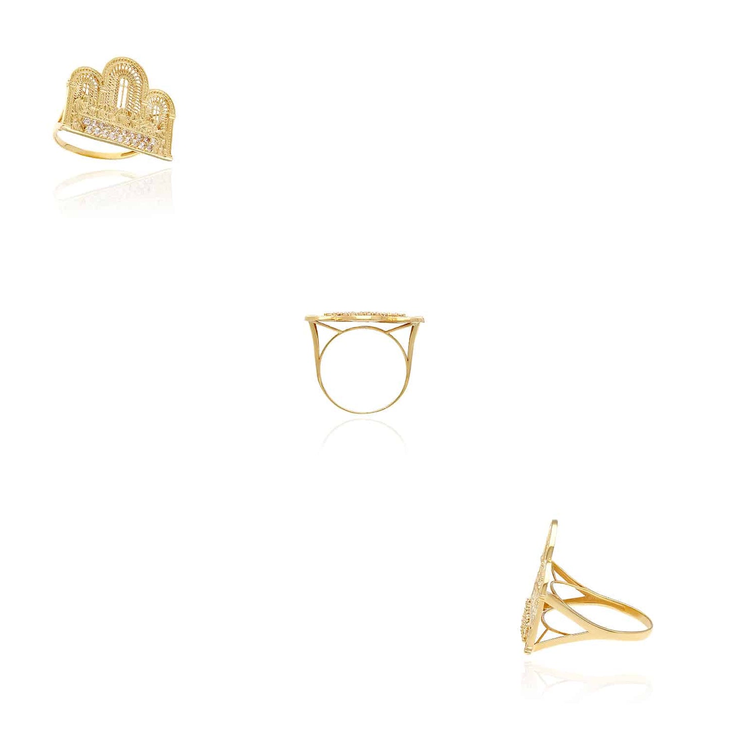 10K Gold Yellow CZ Last Supper With Arches Ring