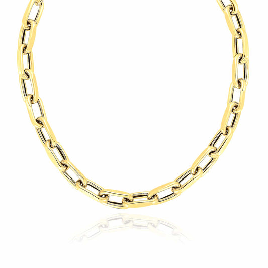 14K Yellow Gold 9mm Oval French Cable Chain (Solid Links) 18"