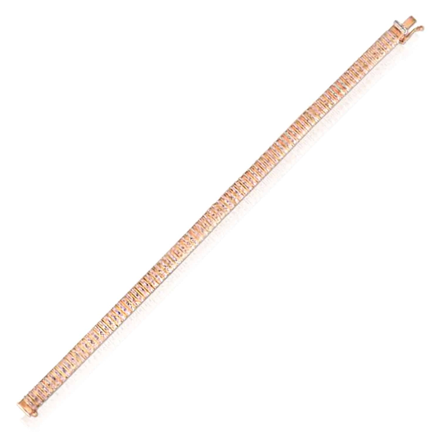 14K Real Gold Yellow White Rose 6mm Diamond-Cut Bulky Flexible Bangle Bracelet 7"