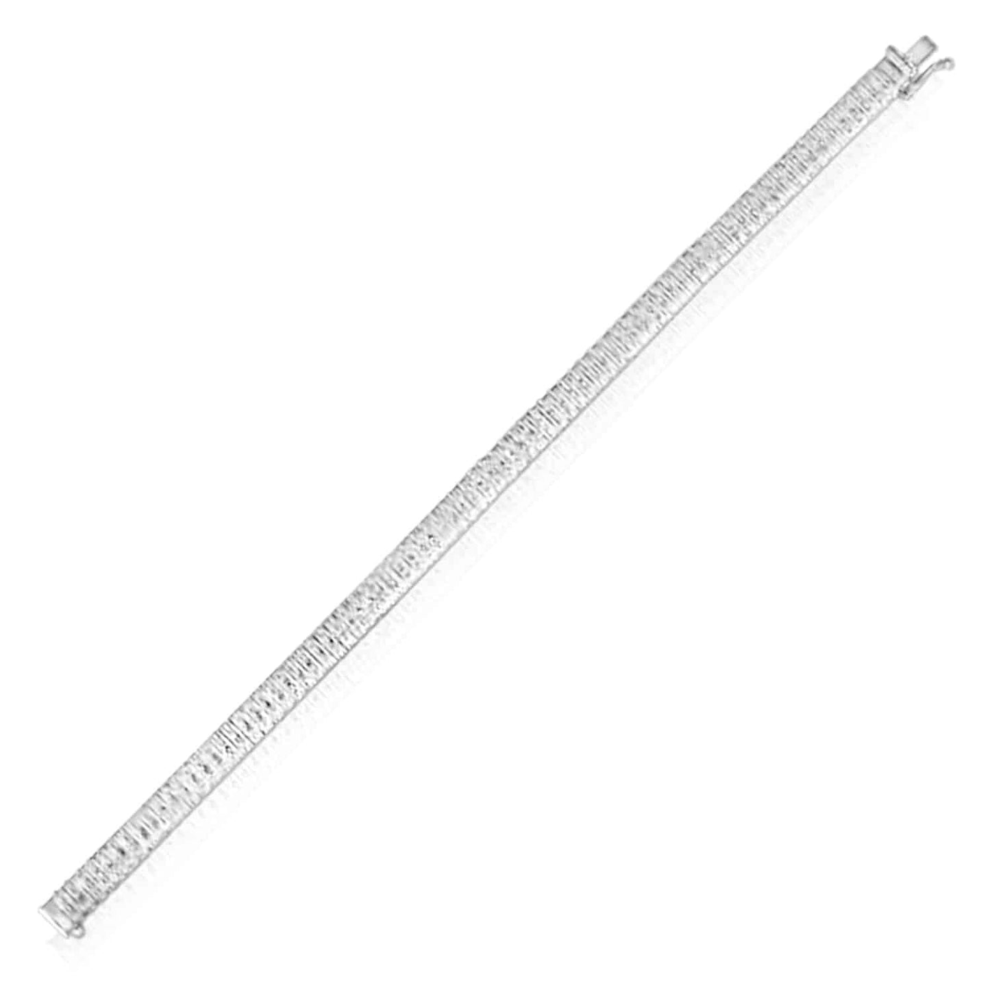14K Real Gold Yellow White Rose 6mm Diamond-Cut Bulky Flexible Bangle Bracelet 7"