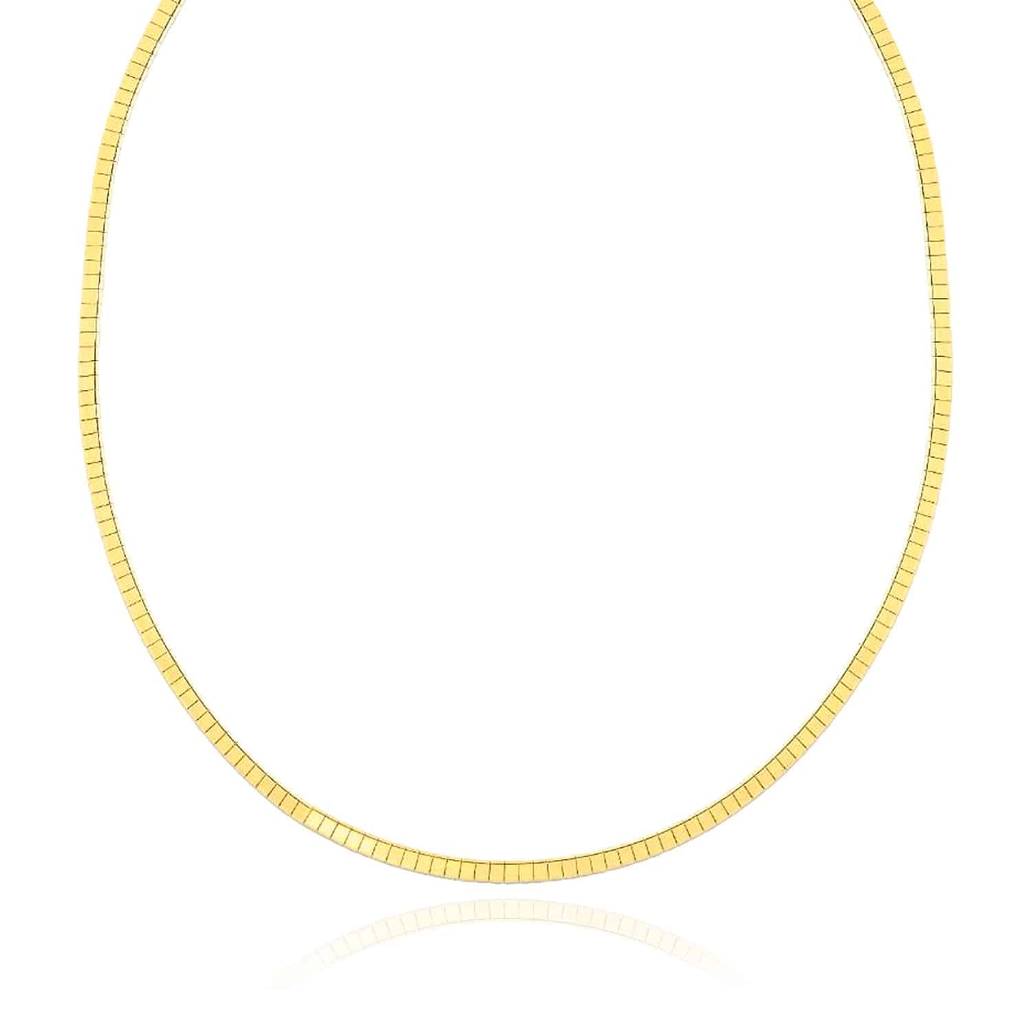 14K Gold 3.2mm Omega Cubetto Necklace 16"-20"