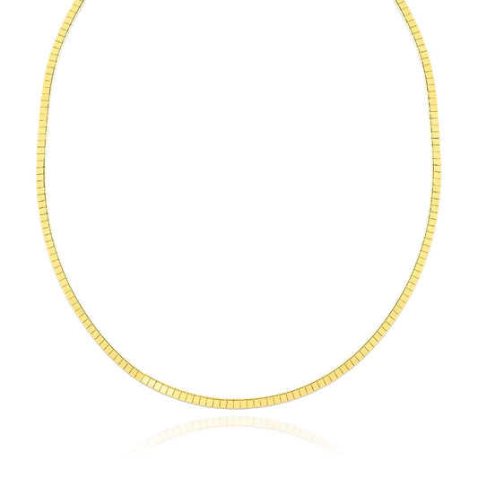 14K Yellow Gold 3.2mm Omega Cubetto Necklace (Solid Links) 16"-20"