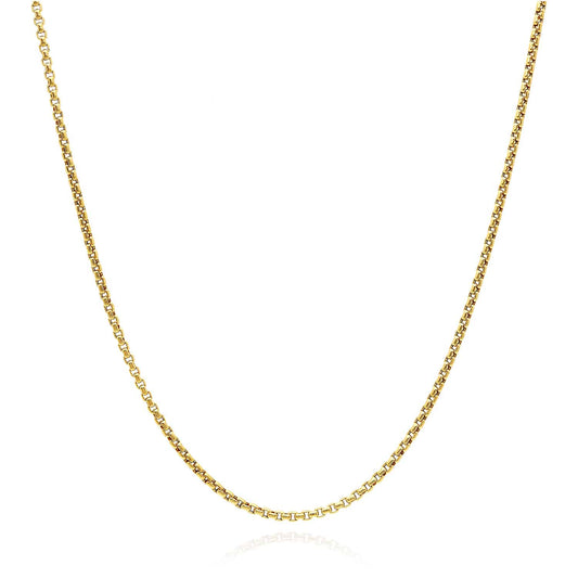 14K Yellow Gold 1.7mm Round Box Chain (Solid Links) 16"-24"