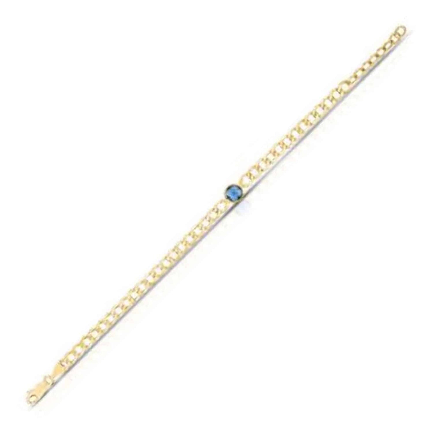 14K Real Gold Yellow 6mm Round Gemstone Cuban-Curb Bracelet 7.25"-8.25" Adjust.