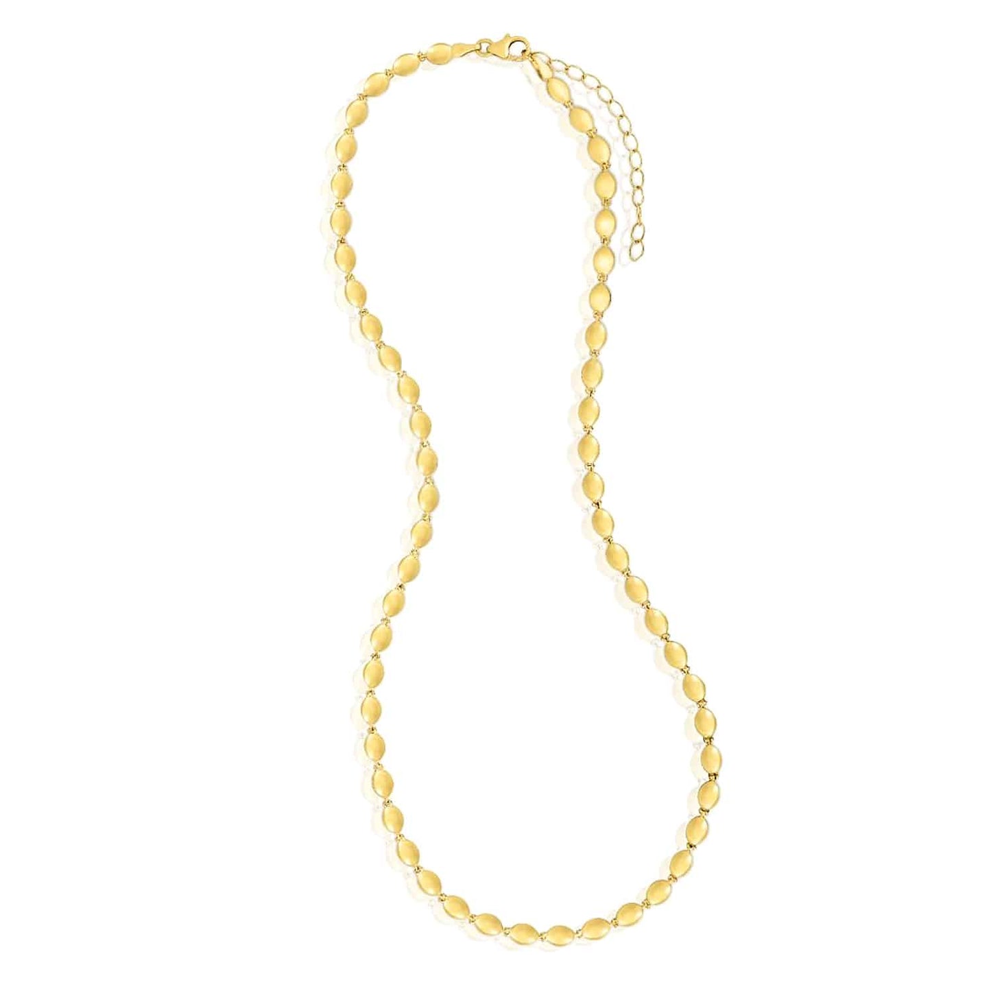 14K Gold 4mm Pebble Ball Beaded Chain 16"-18" Adjustable