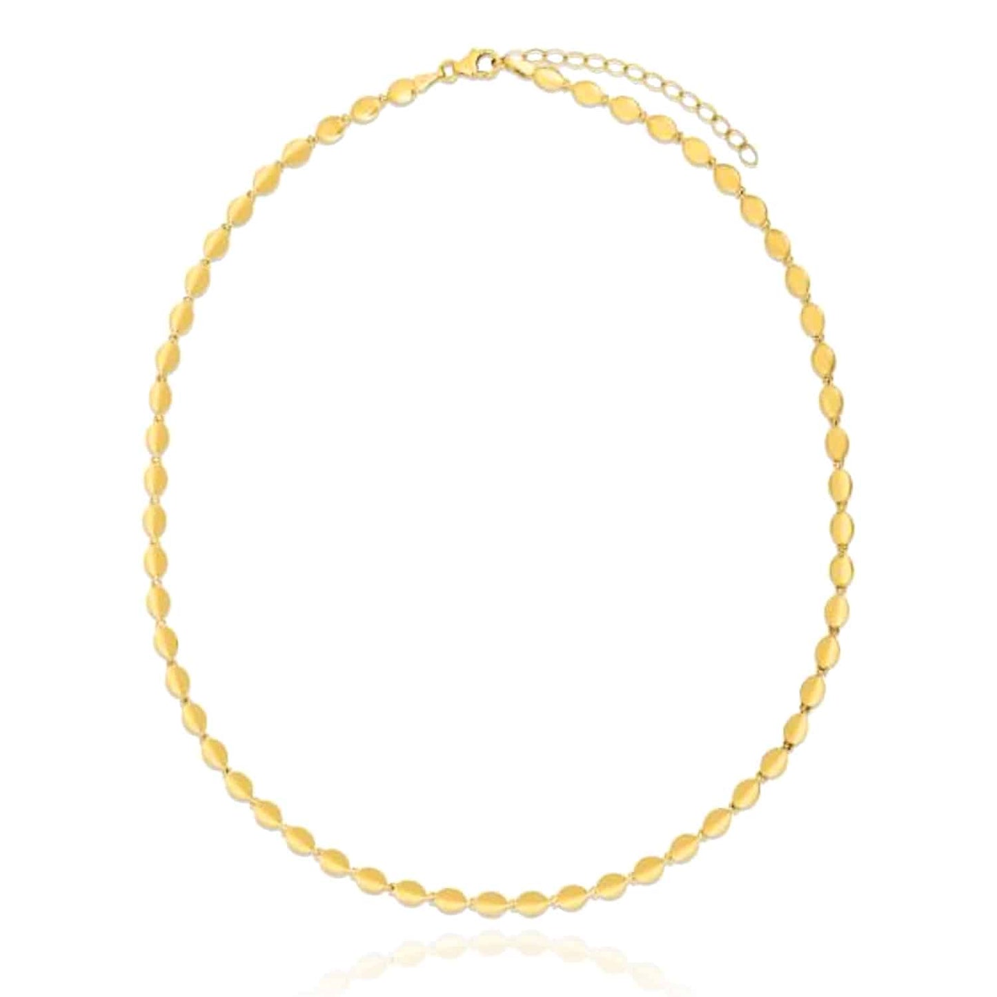 14K Gold 4mm Pebble Ball Beaded Chain 16"-18" Adjustable