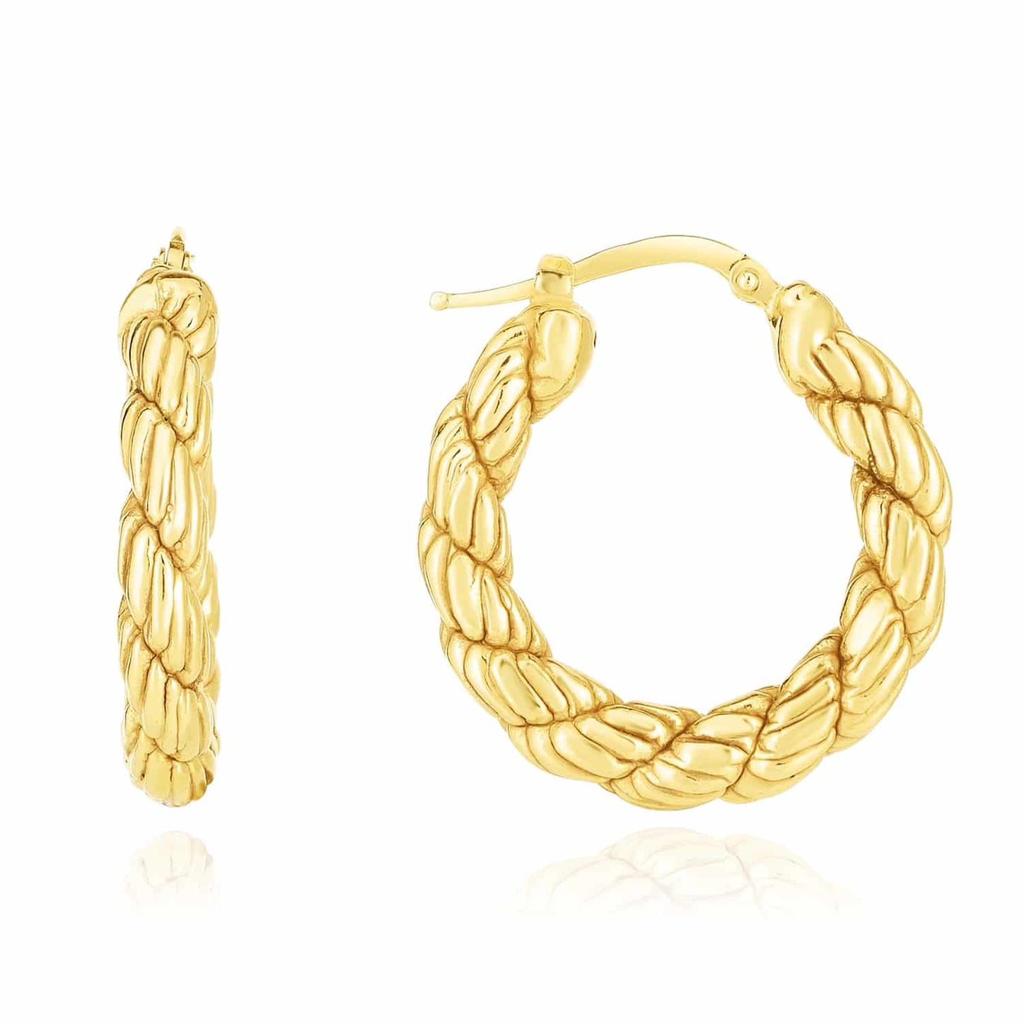 14K Real Gold Twisted Rope Hoop Earrings 29mm