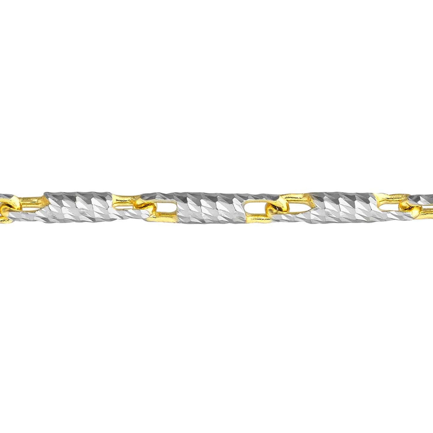 14K Real Gold Two-Tone Yellow White Lumacina Anklet Bracelet 9"-10" Adjustable