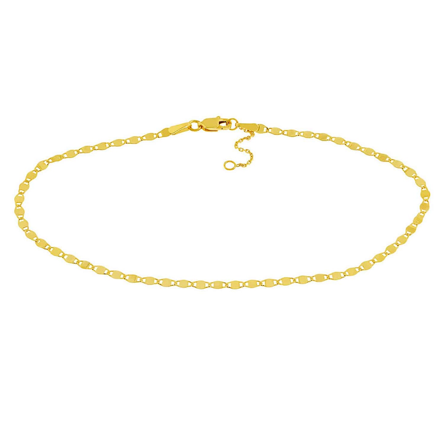 14K Real Gold Yellow Valentino Anklet Bracelet 9"-10" Adjustable