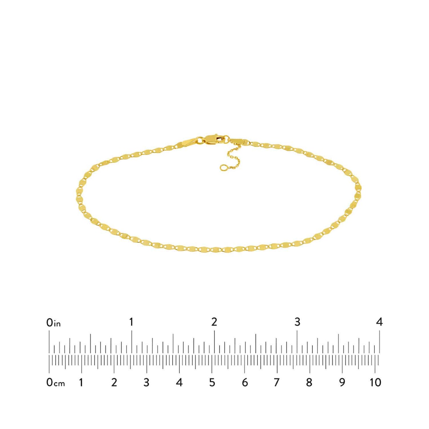 14K Real Gold Yellow Valentino Anklet Bracelet 9"-10" Adjustable