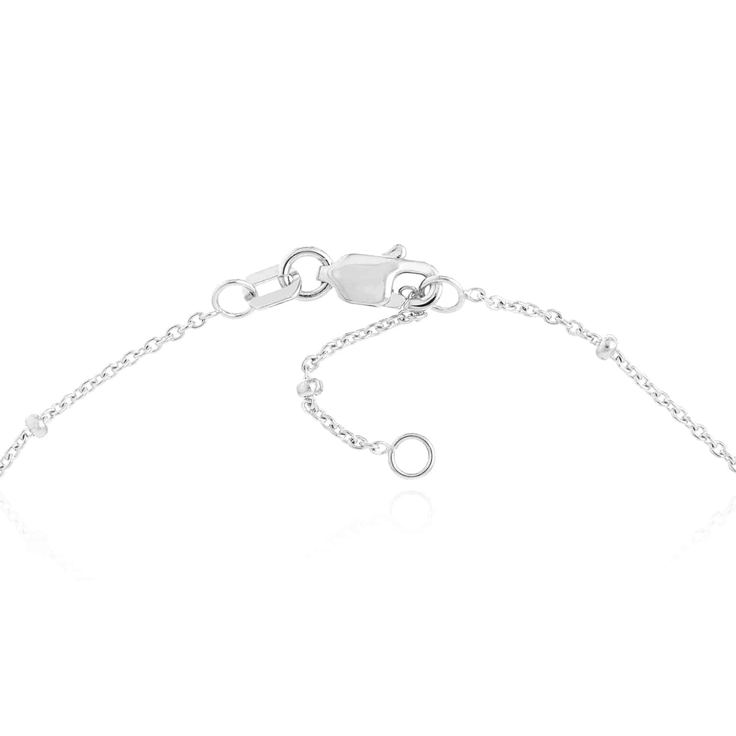 14K Real Gold Yellow White CZ Bezel Station Drop Anklet 9"-10" Adjust.