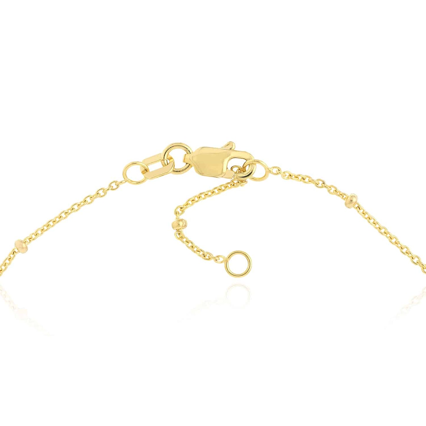 14K Real Gold Yellow White CZ Bezel Station Drop Anklet 9"-10" Adjust.