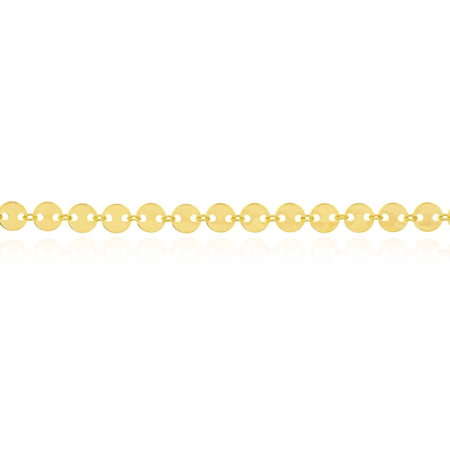 14K Real Gold Yellow White Mini Discs Anklet Bracelet 9"-10" Adjustable
