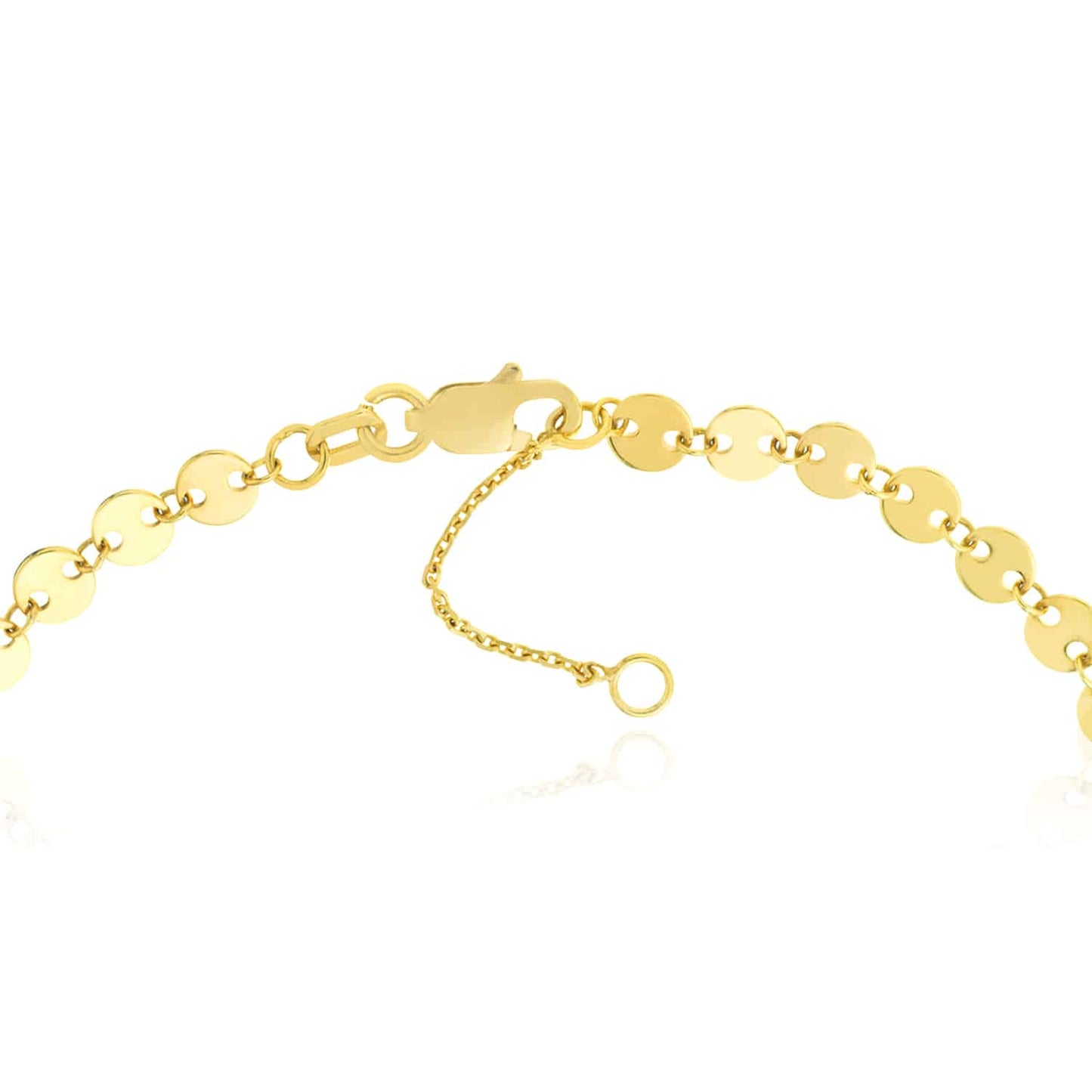 14K Real Gold Yellow White Mini Discs Anklet Bracelet 9"-10" Adjustable