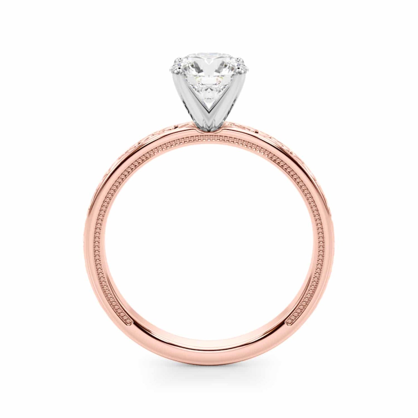 1CT Lab-Grown Diamond 18K Gold Rose Hearts X Ornaments Engagement Ring