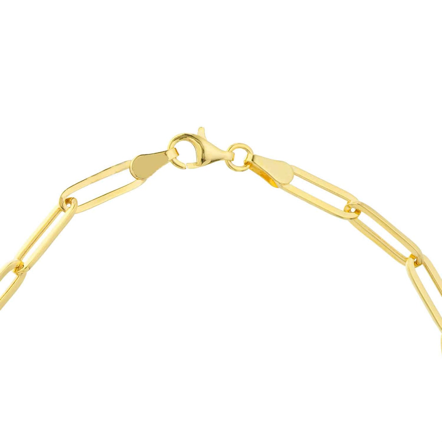0.06CT Real Diamond 14K Real Gold Yellow Bezel Paperclip Bracelet 7.75"