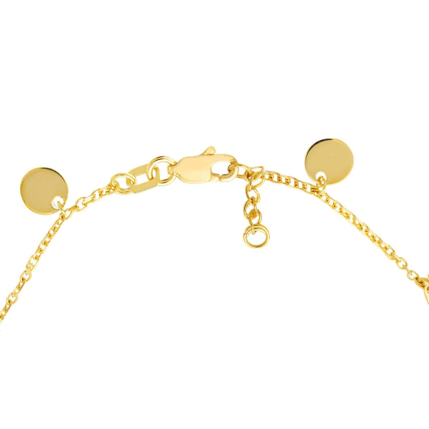 14K Gold Yellow Two-Sized Dangle Discs Bracelet 7"-7.5" Adjustable