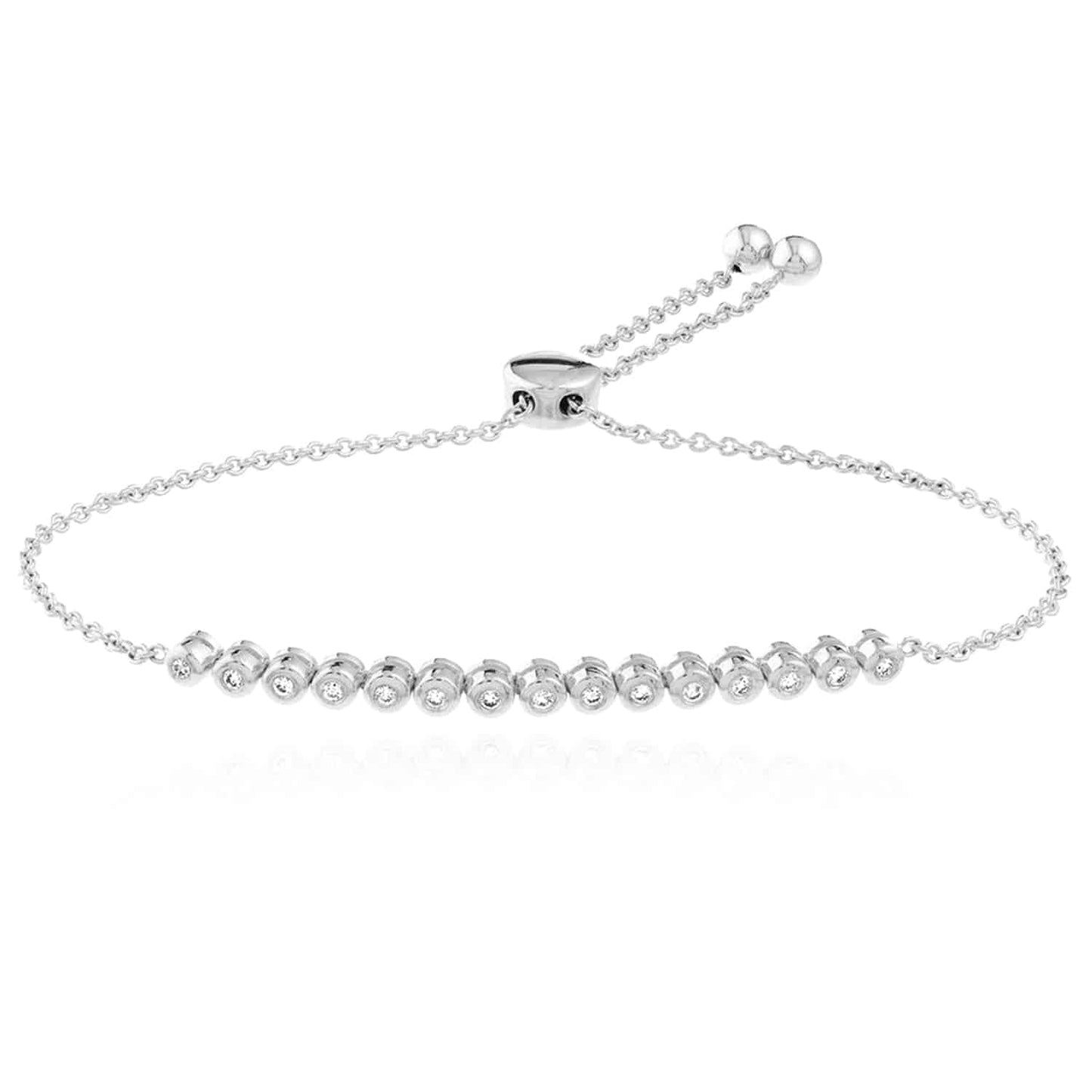 0.20CTW Real Diamond 14K Real Gold Yellow White Tennis Bolo Bracelet 9.5" Adjust.