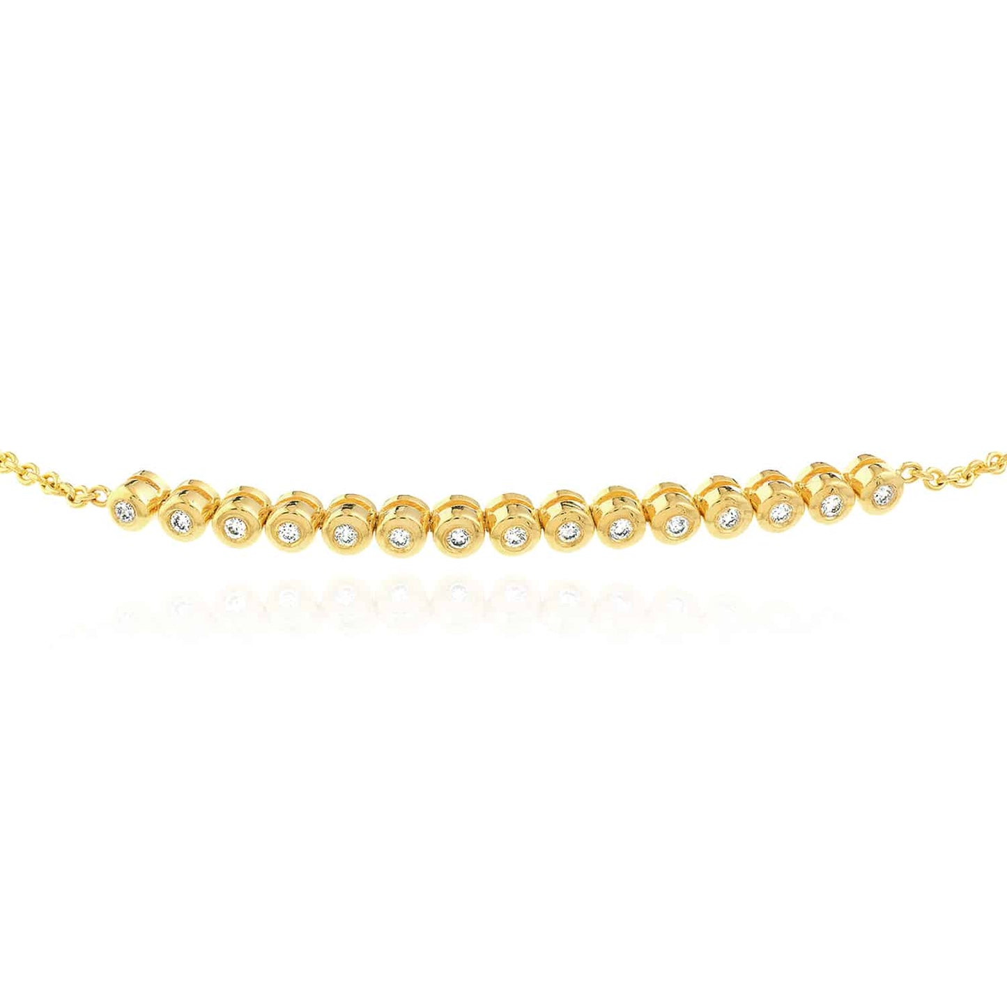 0.20CTW Real Diamond 14K Real Gold Yellow White Tennis Bolo Bracelet 9.5" Adjust.