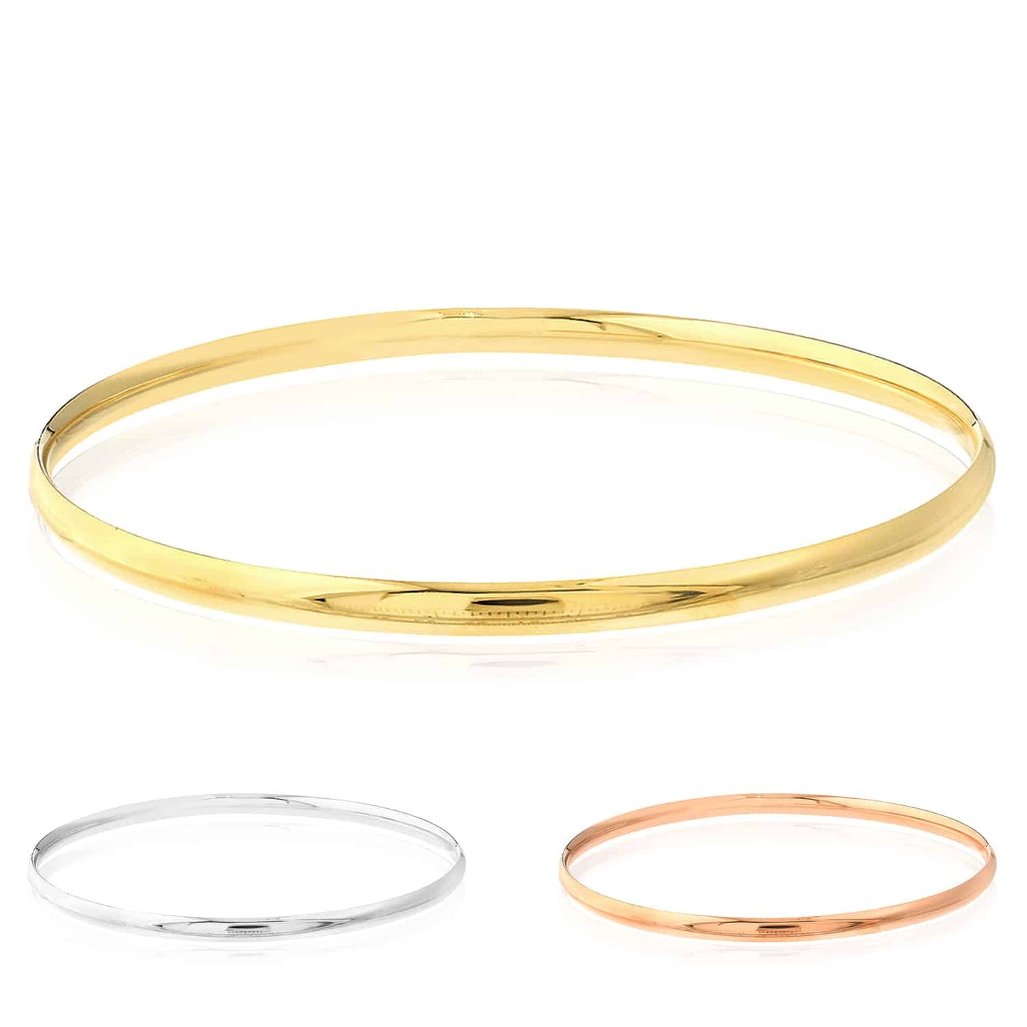 14K Real Gold Yellow White Rose Tube Slip-On Bangle Bracelet 8"