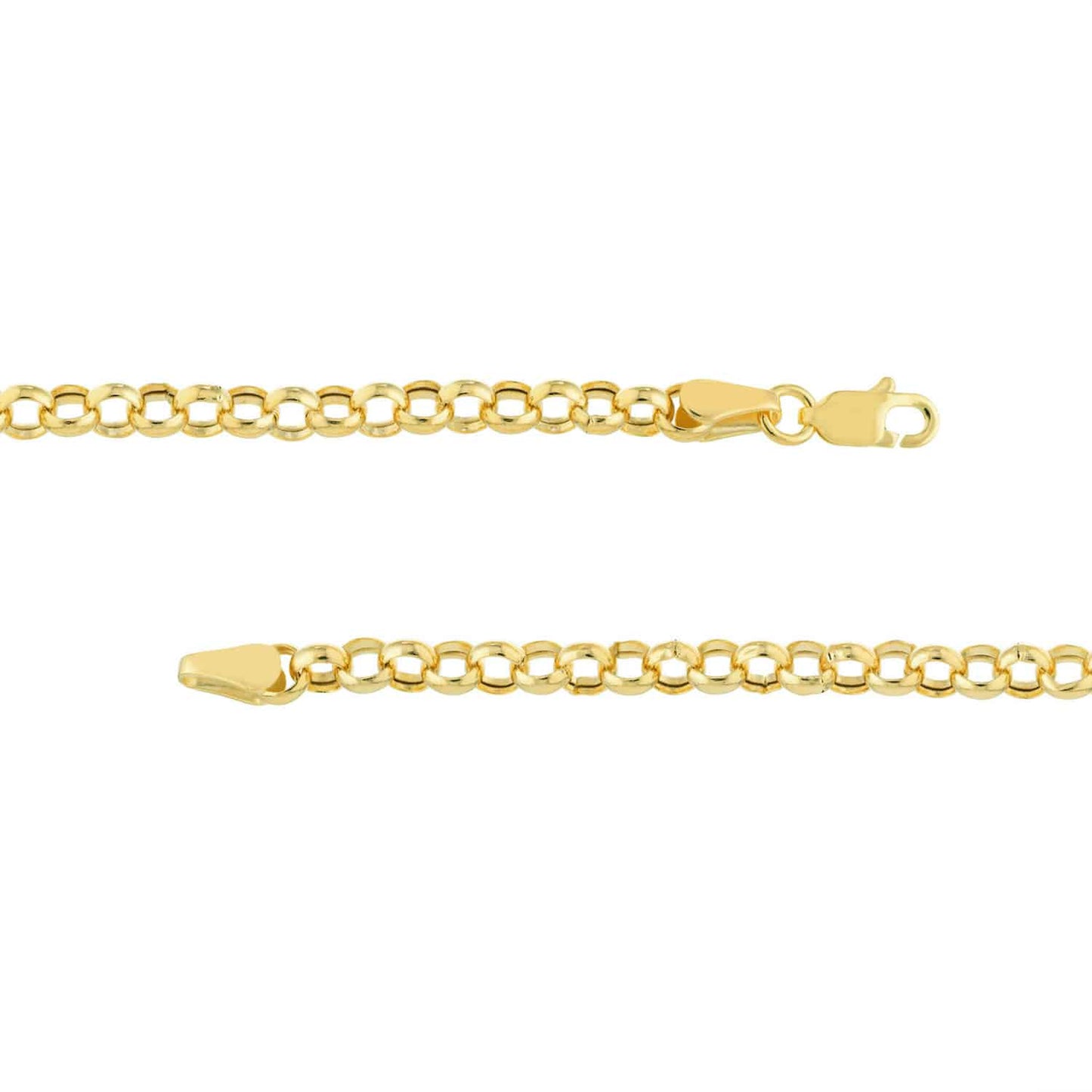 14K Real Gold Yellow 3.7mm Rolo Anklet Bracelet 10"
