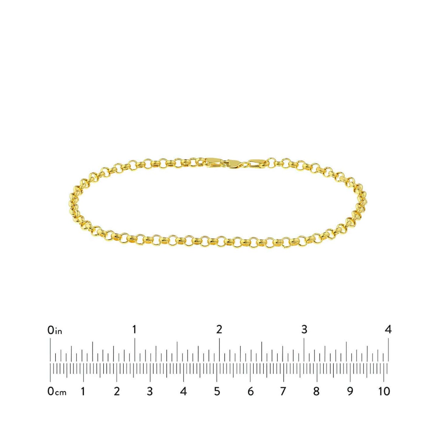 14K Real Gold Yellow 3.7mm Rolo Anklet Bracelet 10"