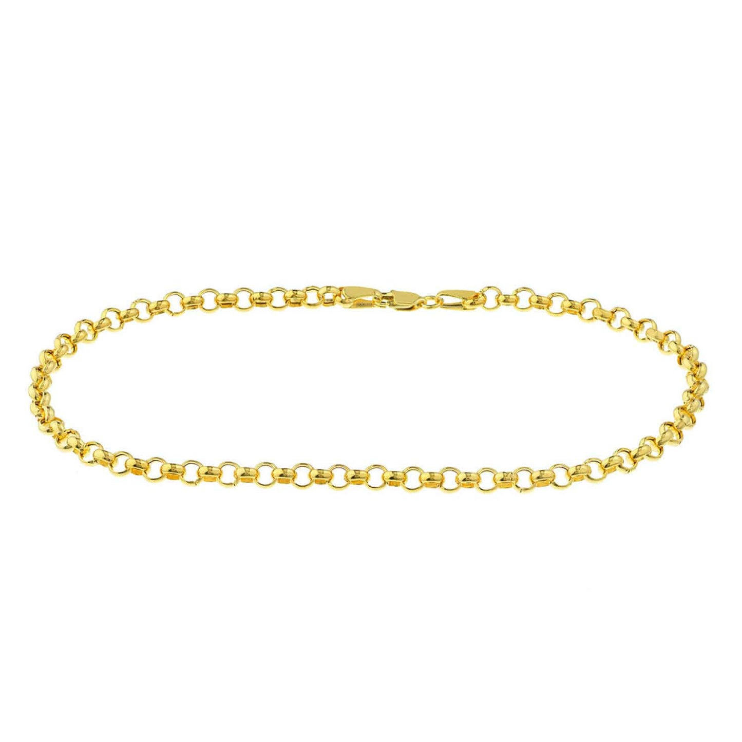 14K Real Gold Yellow 3.7mm Rolo Anklet Bracelet 10"