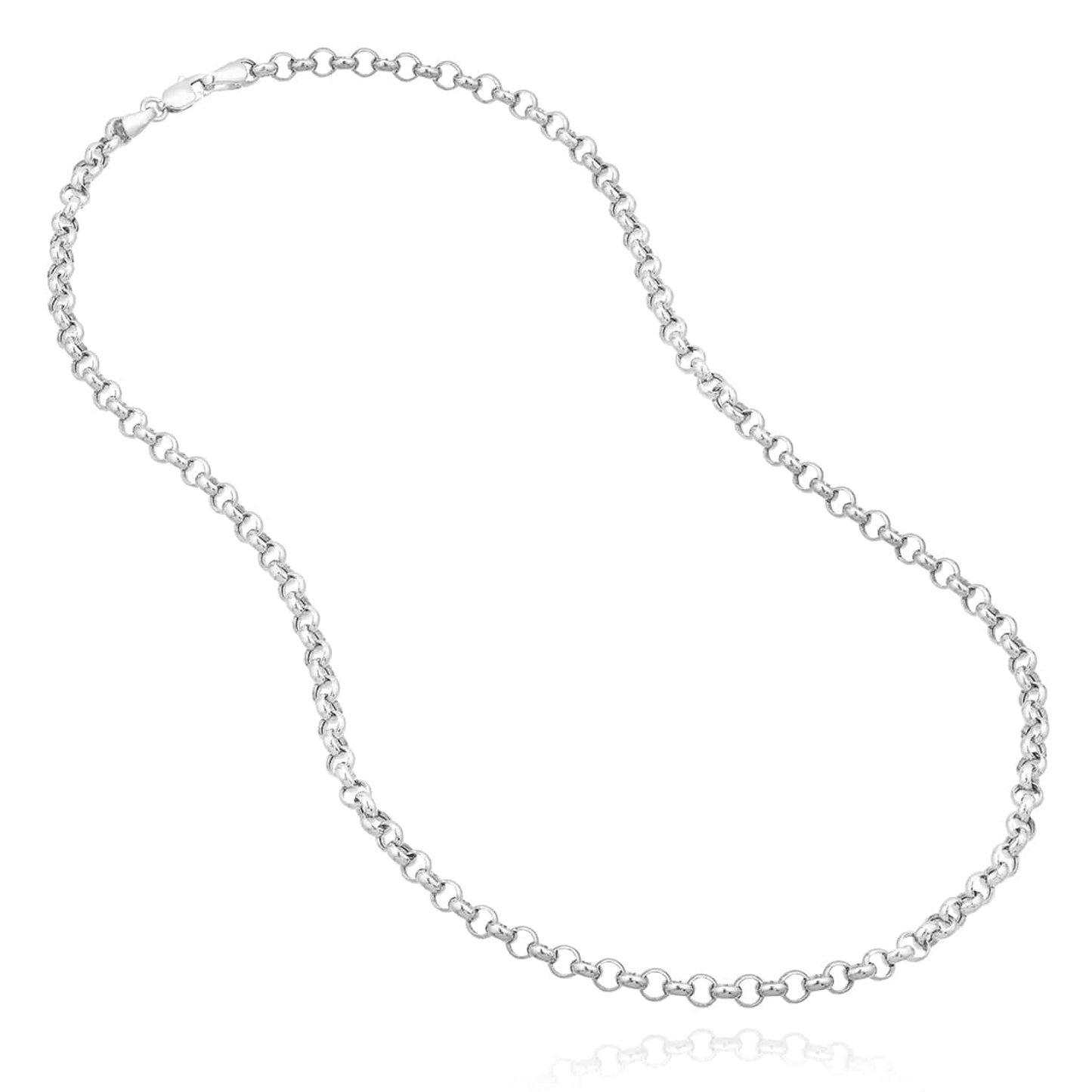 14K Real Gold Yellow White 4mm Rolo Chain Necklace 16"-24"