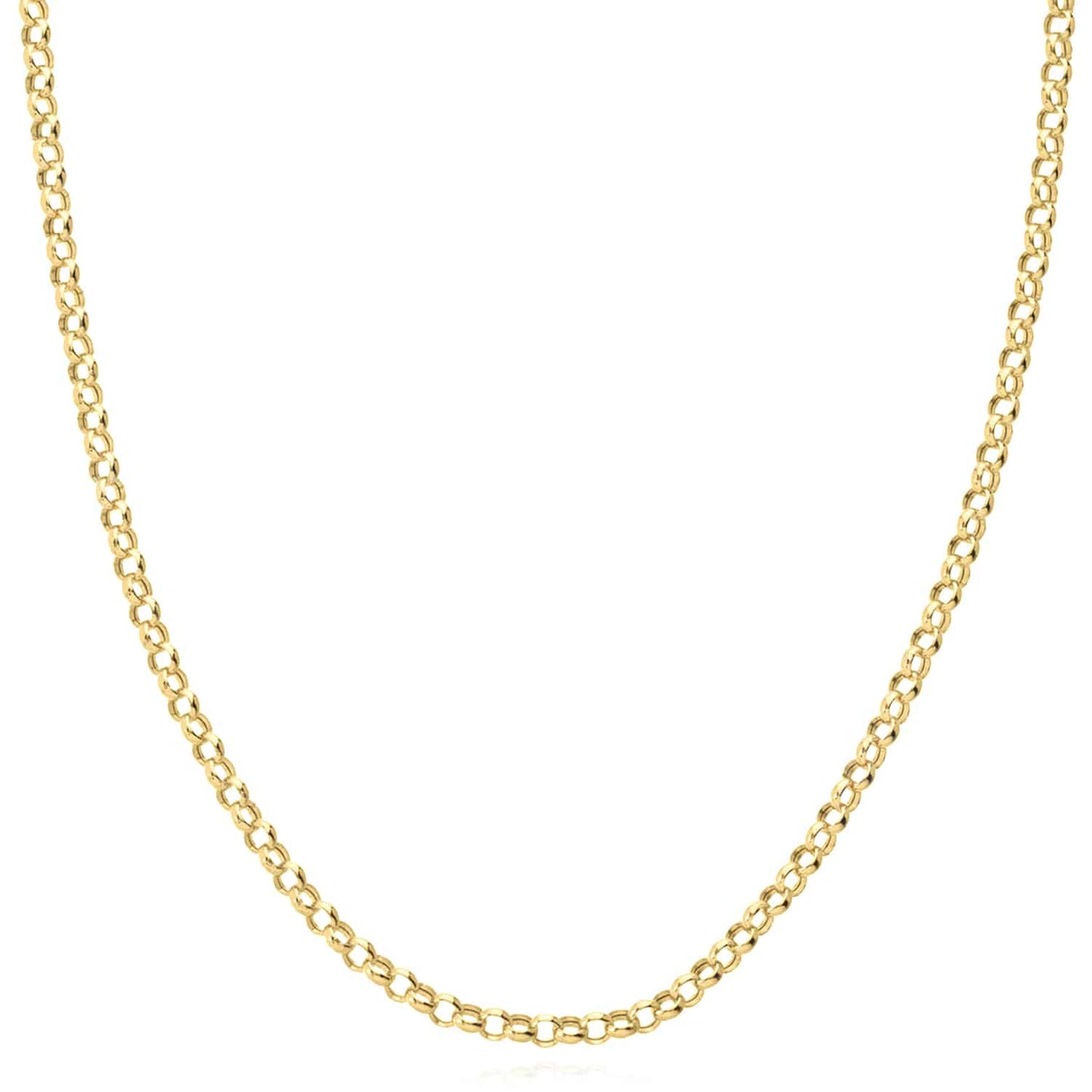 14K Real Gold Yellow White 4mm Rolo Chain Necklace 16"-24"