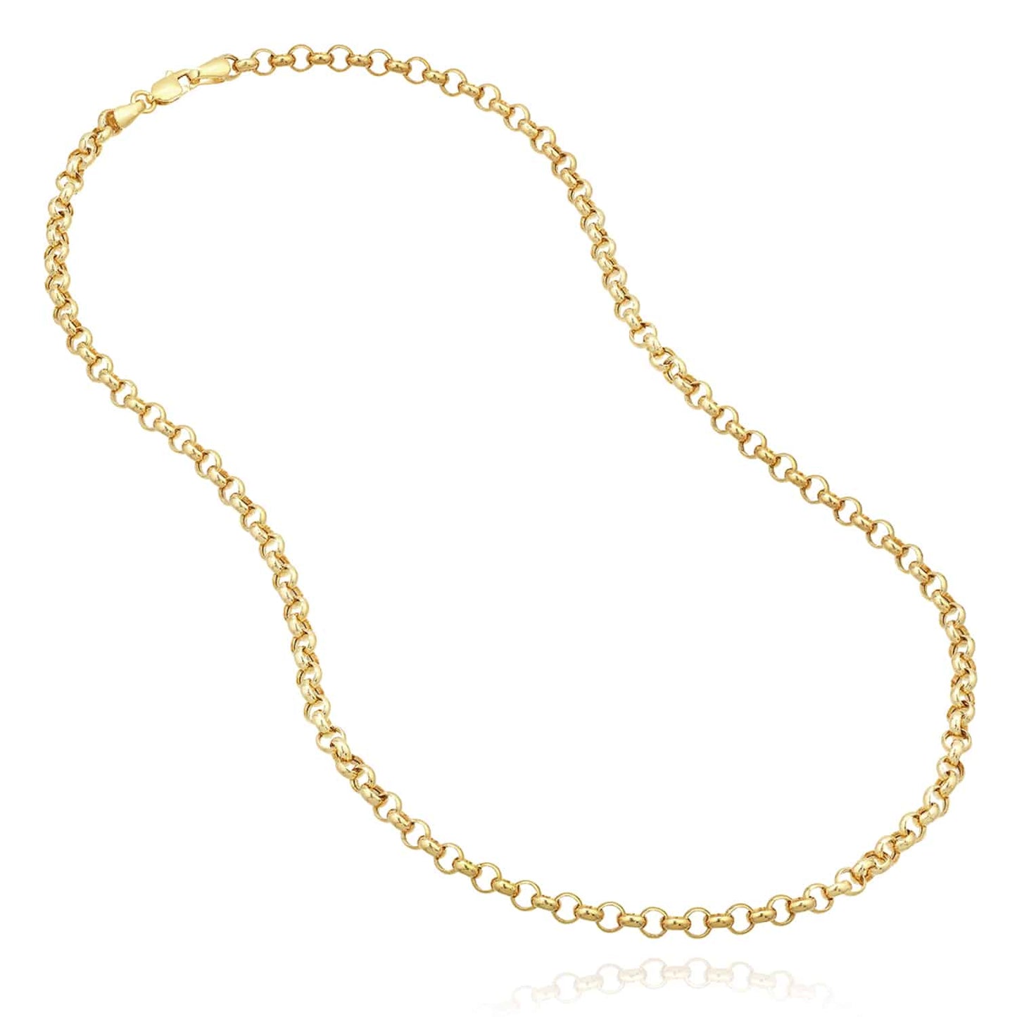 14K Real Gold Yellow White 4mm Rolo Chain Necklace 16"-24"