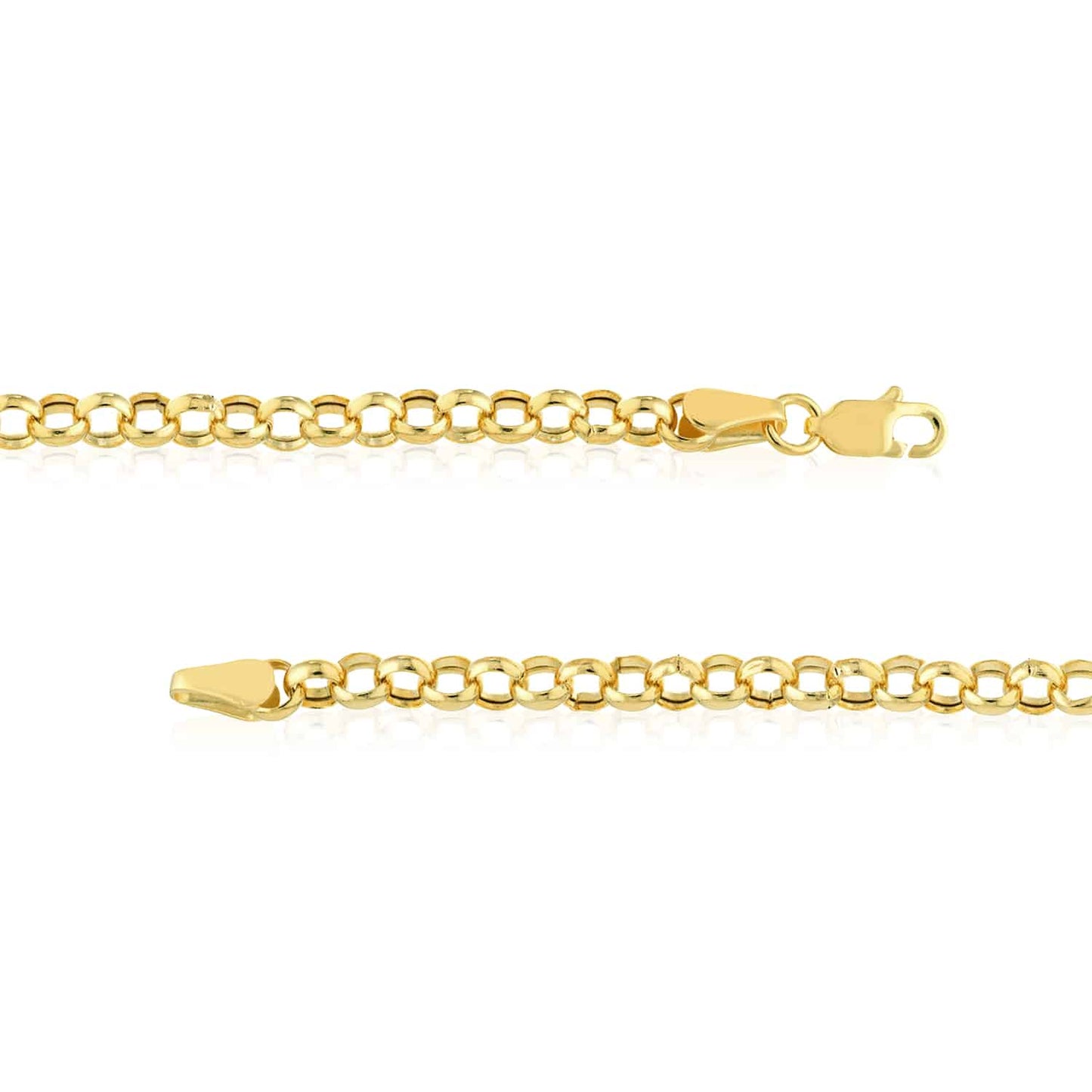 14K Real Gold Yellow White 4mm Rolo Chain Necklace 16"-24"
