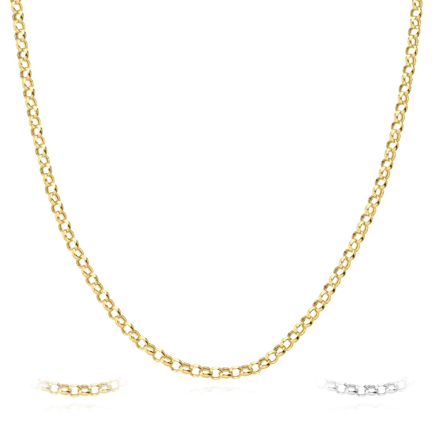 14K Real Gold Yellow White 4mm Rolo Chain Necklace 16"-24"