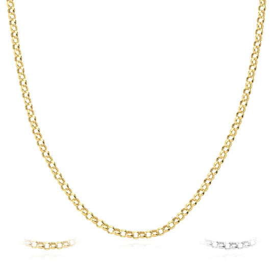 14K Yellow White Gold 4mm Rolo Chain (Hollow) 16"-24"