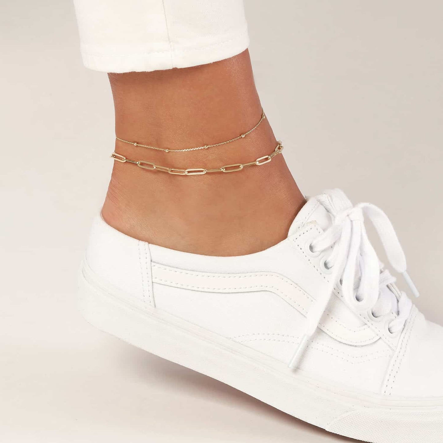 14K Real Gold Yellow 4mm Paperclip Anklet Bracelet 10"