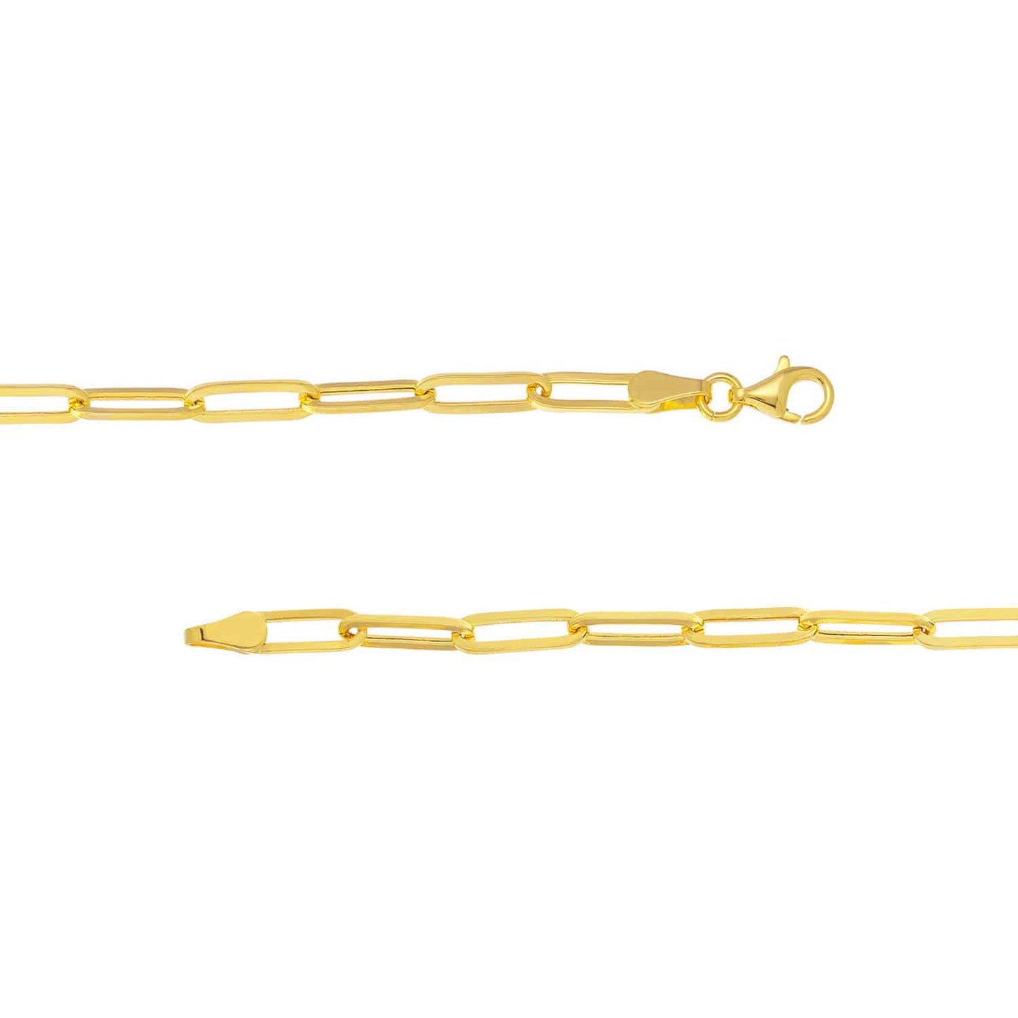 14K Real Gold Yellow 4mm Paperclip Anklet Bracelet 10"