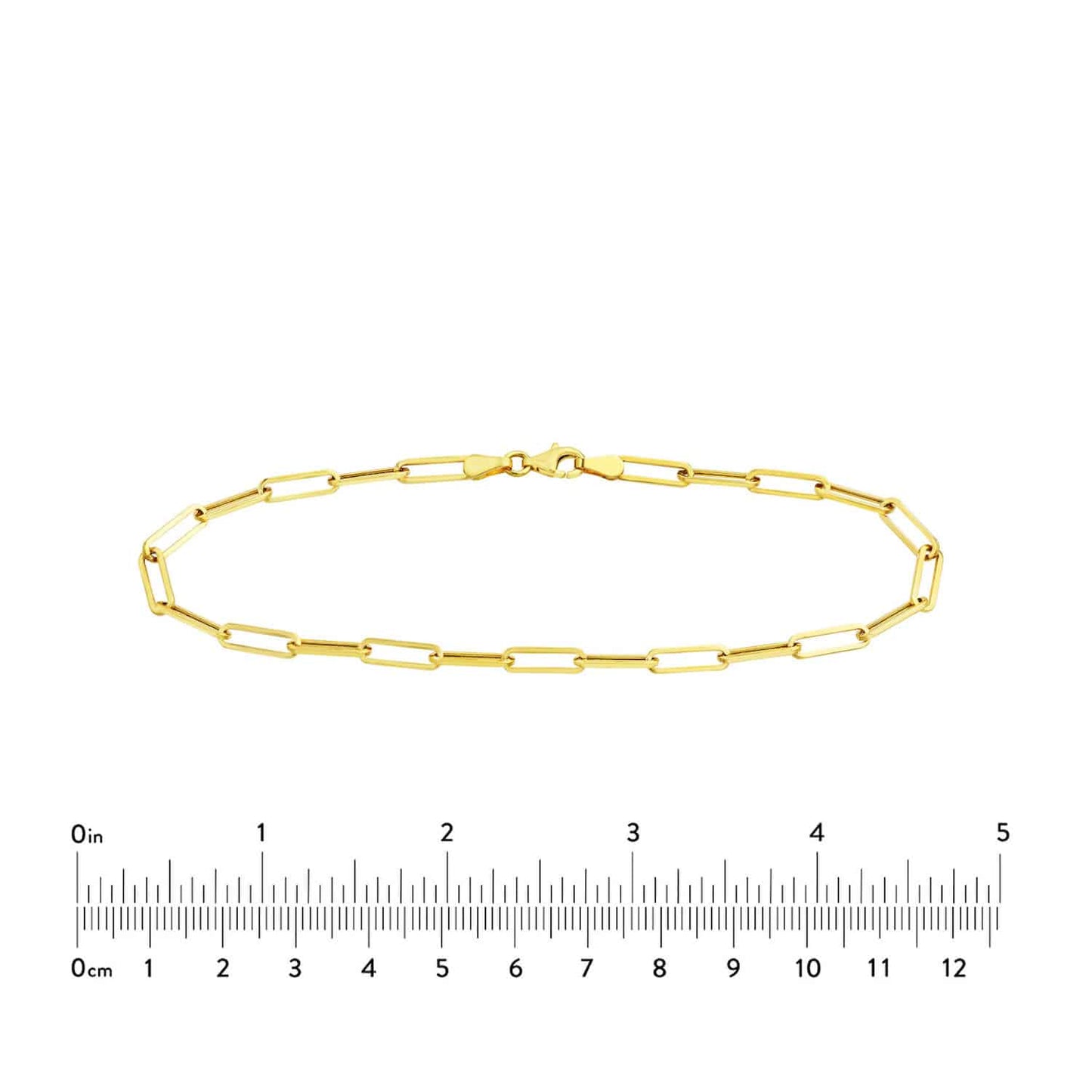 14K Real Gold Yellow 4mm Paperclip Anklet Bracelet 10"