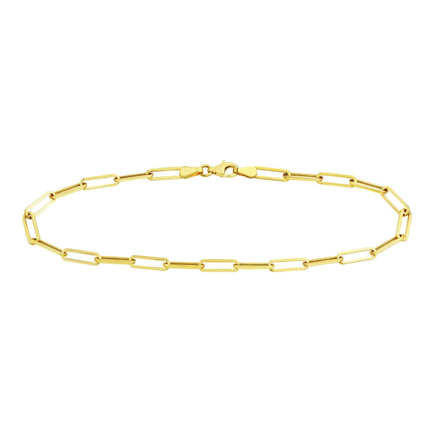 14K Real Gold Yellow 4mm Paperclip Anklet Bracelet 10"