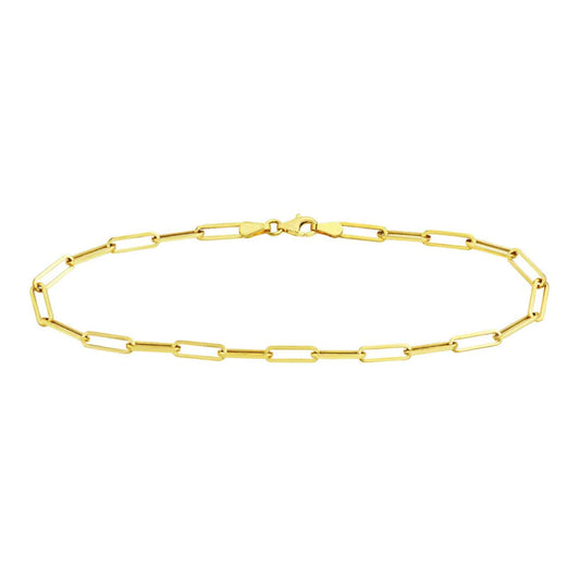 14K Yellow Gold 4mm Paperclip Anklet (Hollow) 10"