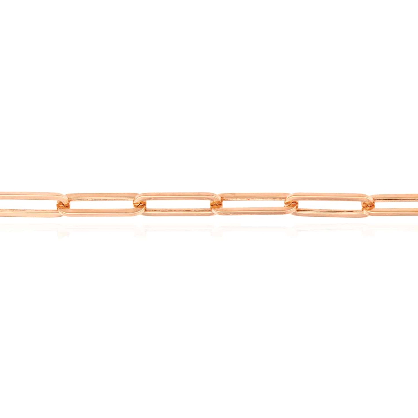 14K Real Gold Yellow White Rose 3.8mm Paperclip Bracelet 8"