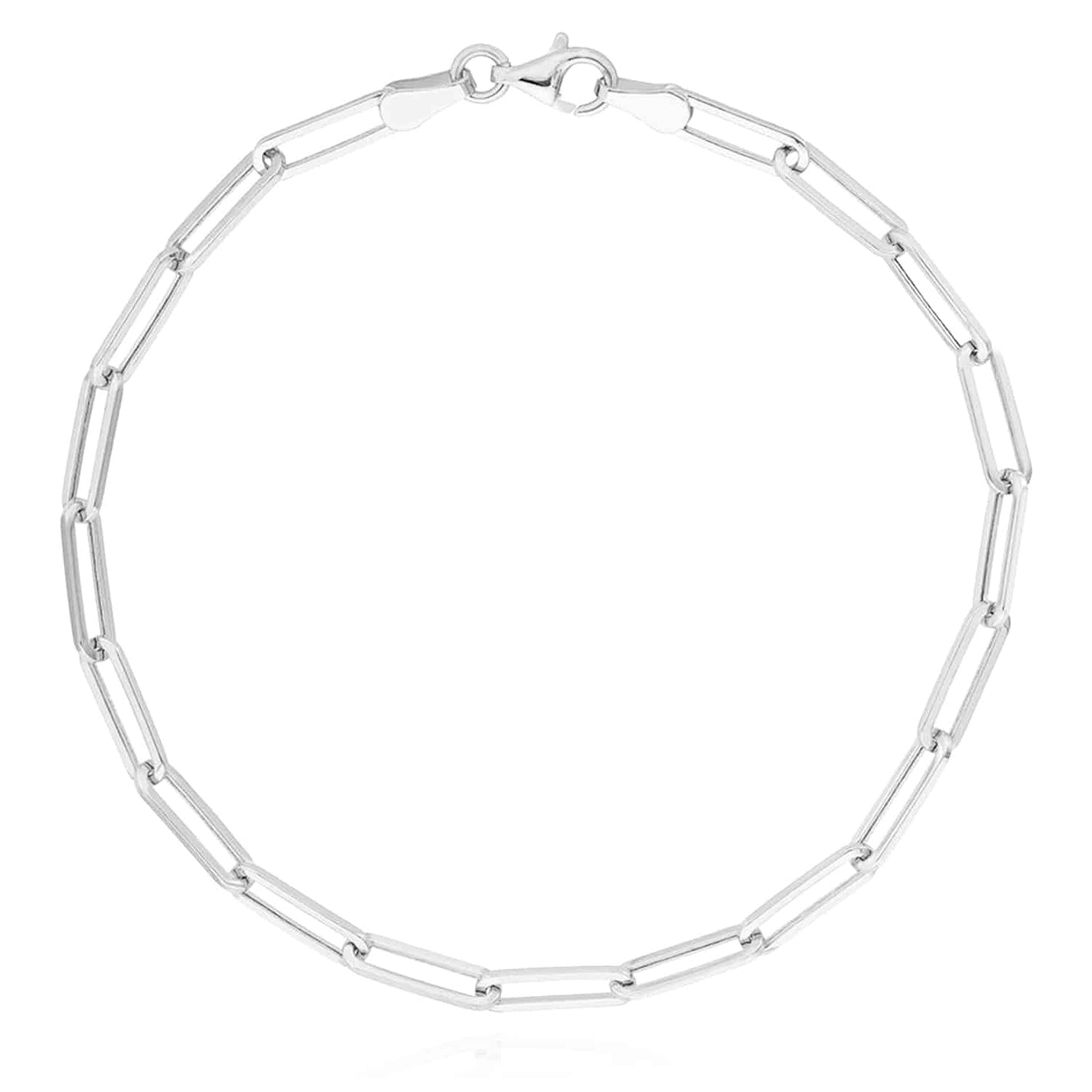 14K Real Gold Yellow White Rose 3.8mm Paperclip Bracelet 8"