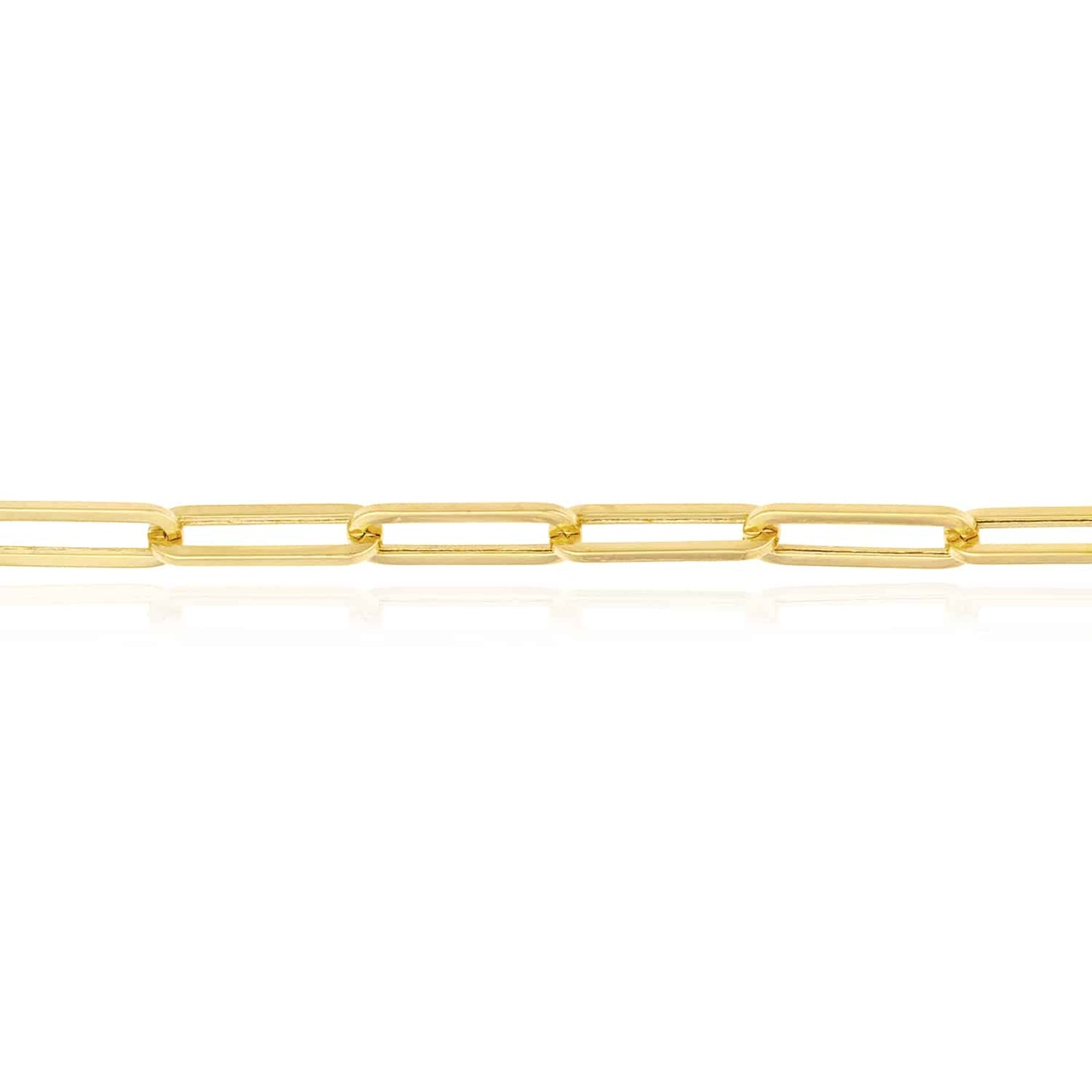 14K Real Gold Yellow White Rose 3.8mm Paperclip Bracelet 8"