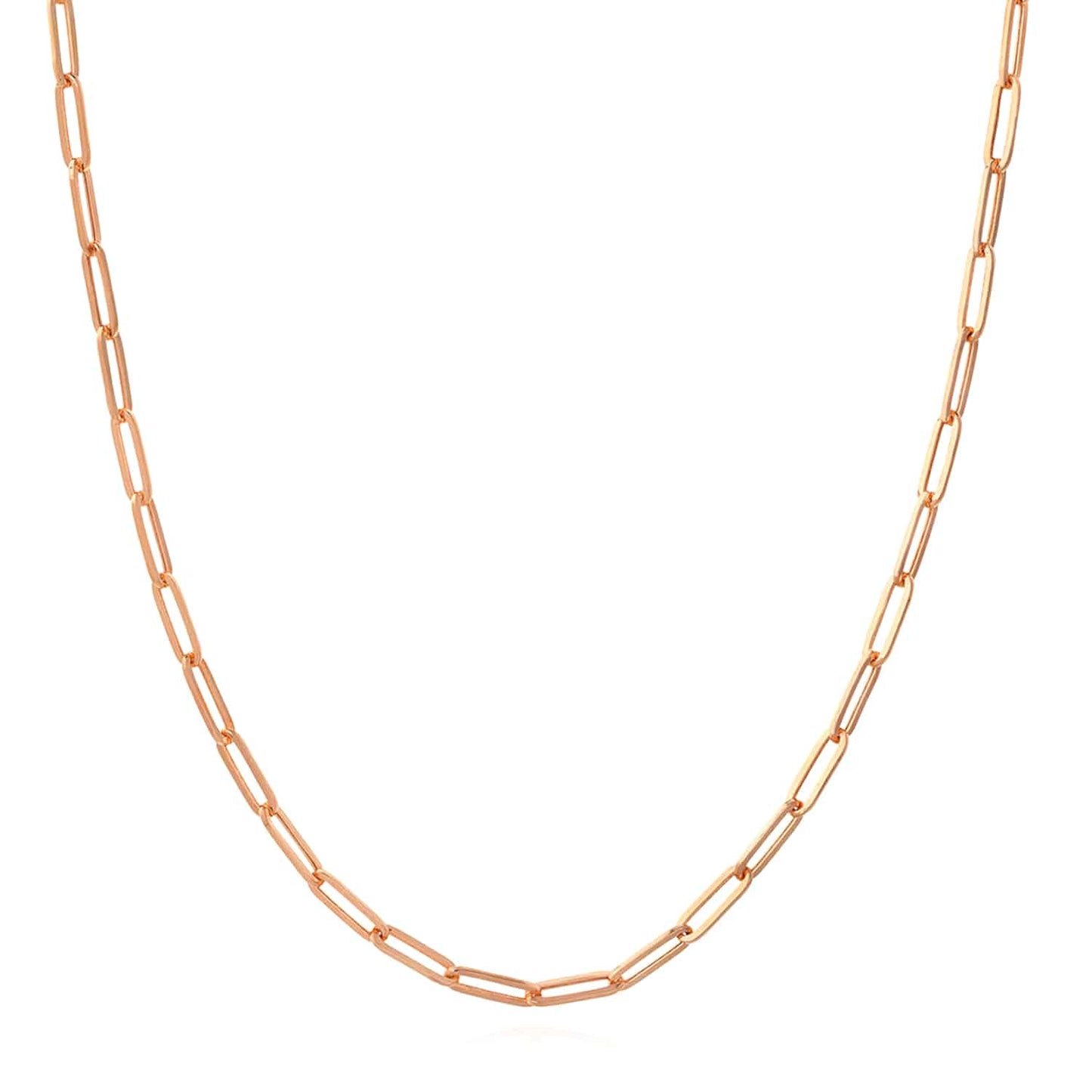 14K Real Gold Yellow White Rose 3.8mm Paperclip Chain Necklace 16"-30"