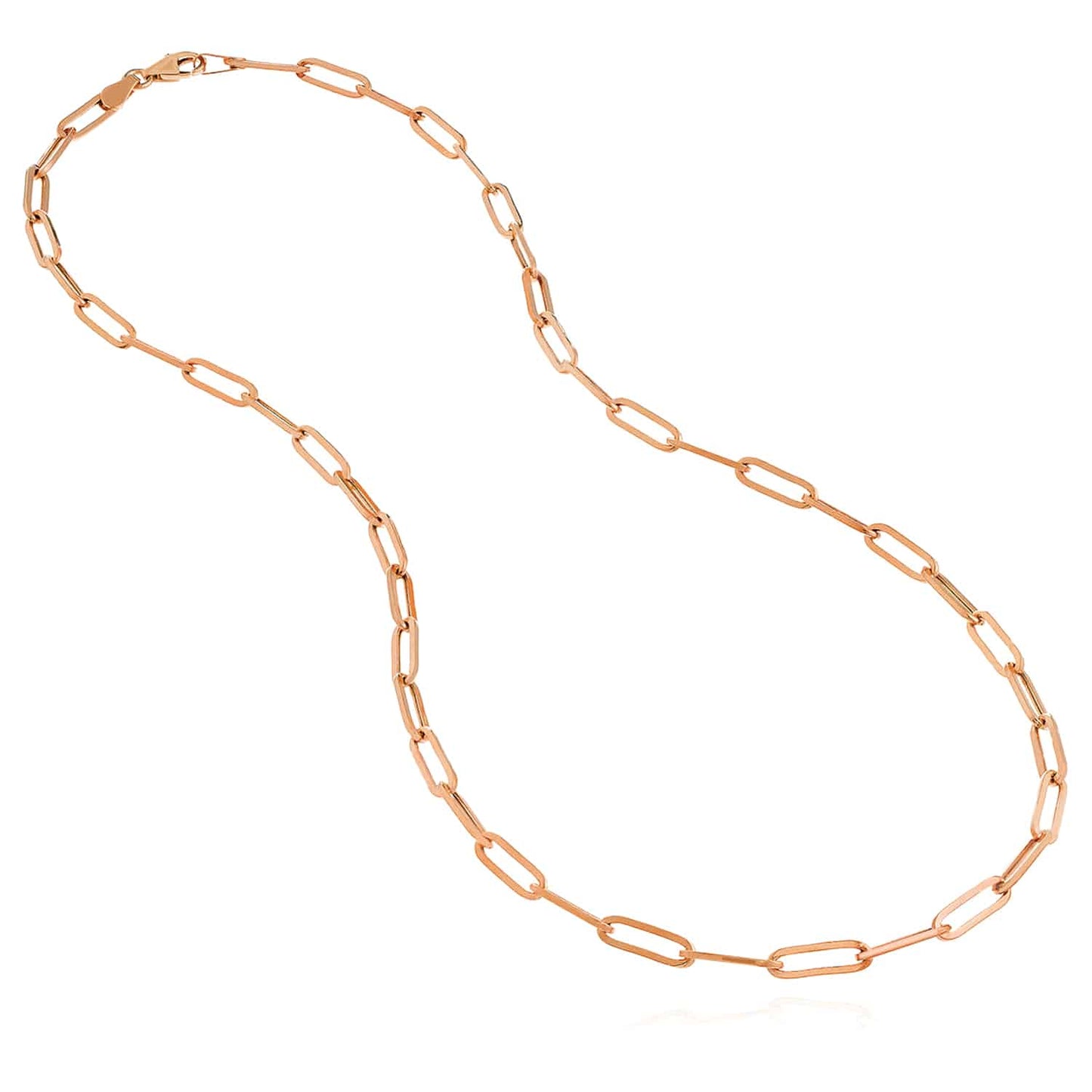 14K Real Gold Yellow White Rose 3.8mm Paperclip Chain Necklace 16"-30"