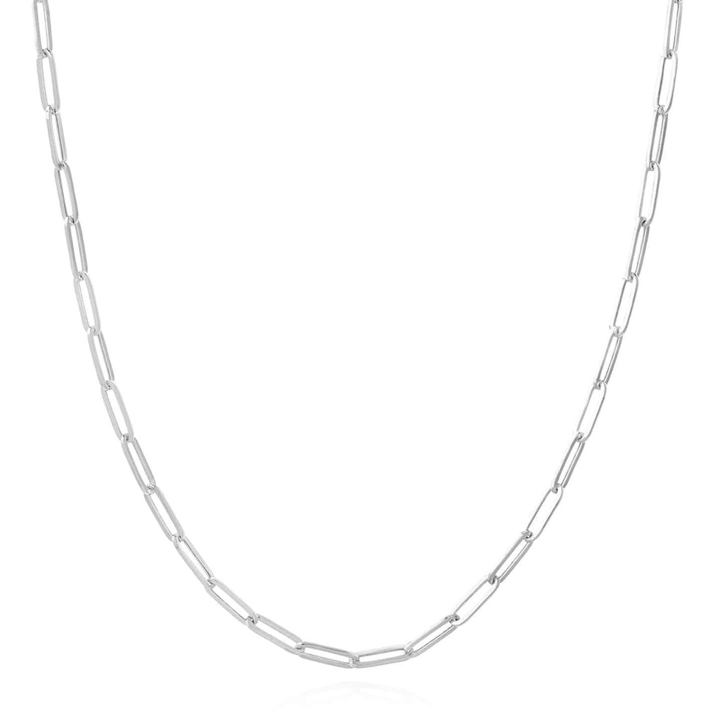 14K Real Gold Yellow White Rose 3.8mm Paperclip Chain Necklace 16"-30"