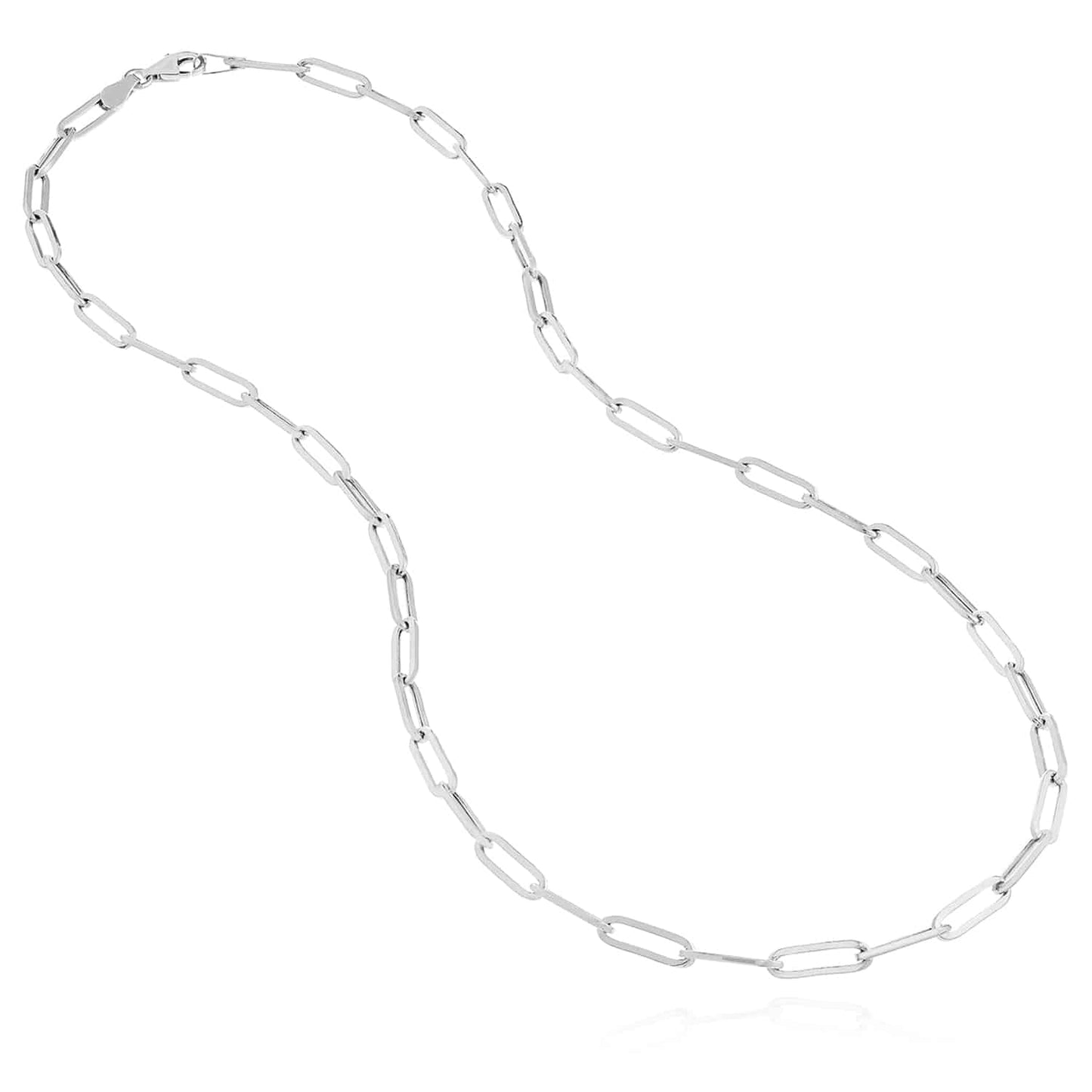 14K Real Gold Yellow White Rose 3.8mm Paperclip Chain Necklace 16"-30"