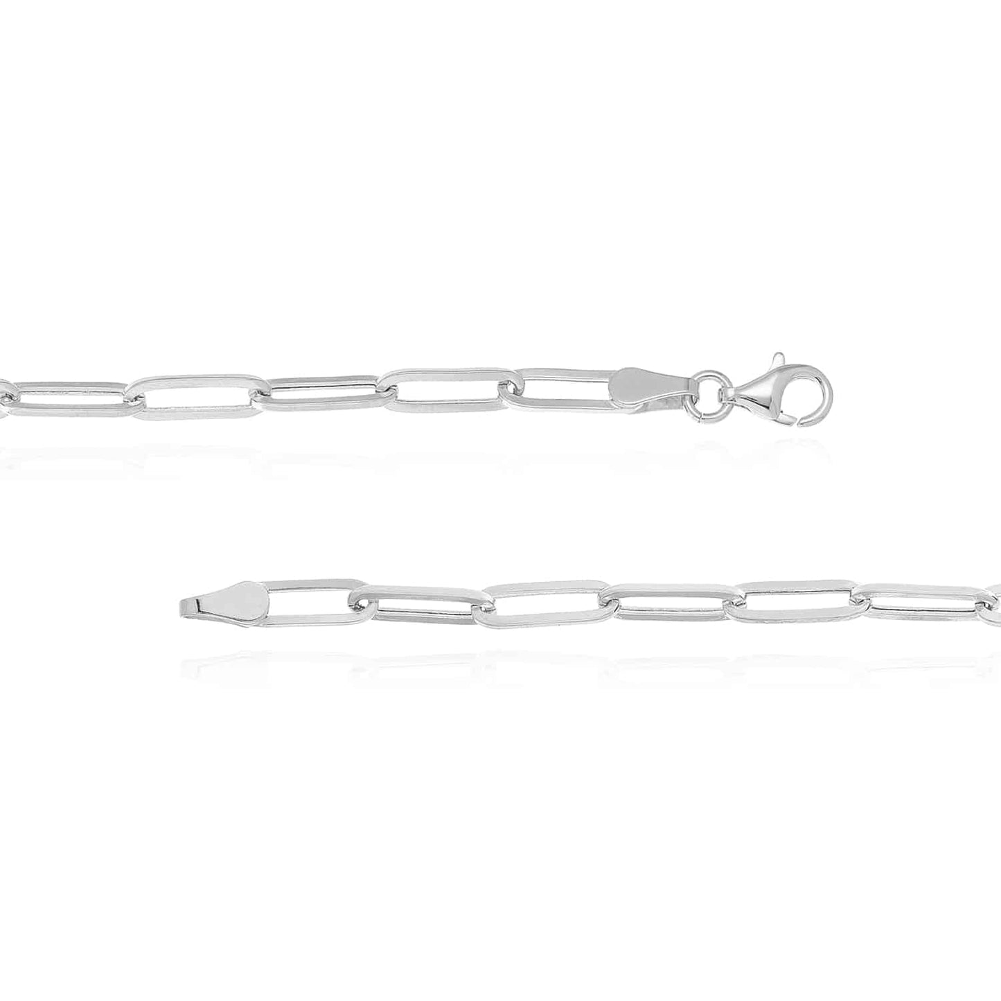 14K Real Gold Yellow White Rose 3.8mm Paperclip Chain Necklace 16"-30"